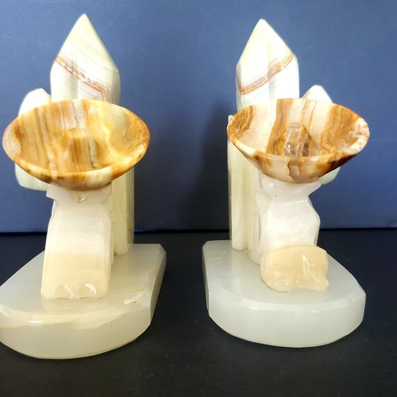 Onyx Mexican Art Bookends Siesta Cactus Office Desk Shelf Southwestern Navajo - Picture 6 of 10